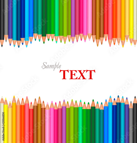 Background with color pencils. Vector