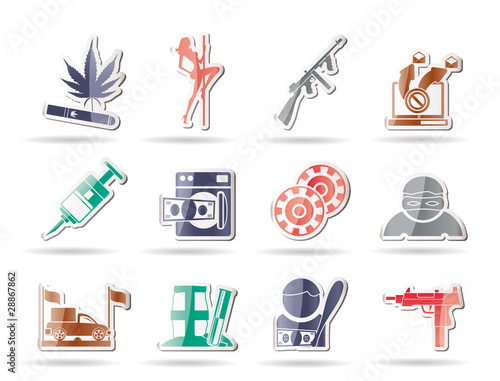 mafia and organized criminality activity icons