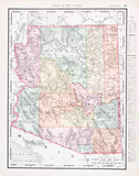 Antique Vintage Color Map of Arizona, AZ, United States, USA