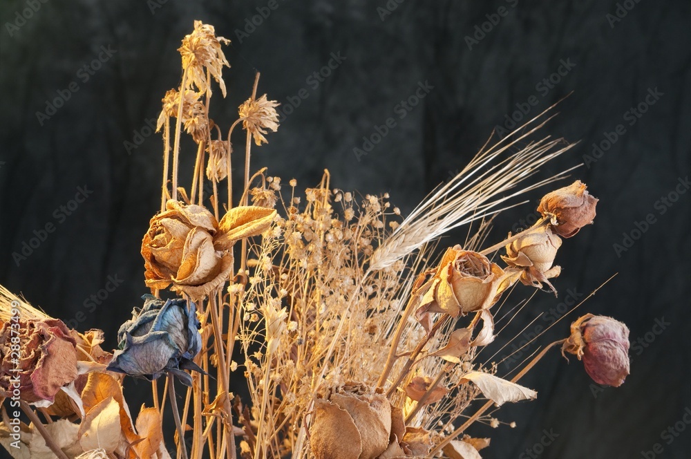 A bouquet of withered roses and flowers A bouquet of withered roses and flowers