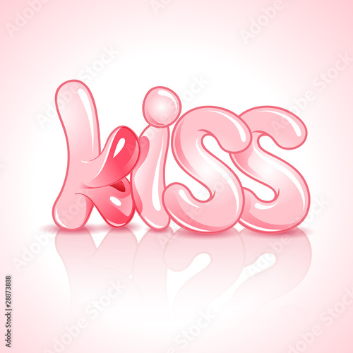 Vector Illustration of the word kiss with lush lips