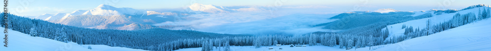 Winter mountain panorama landscape.