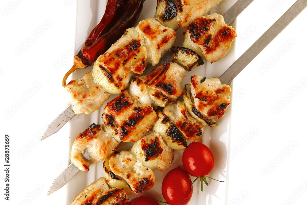 grilled pork shish kebab
