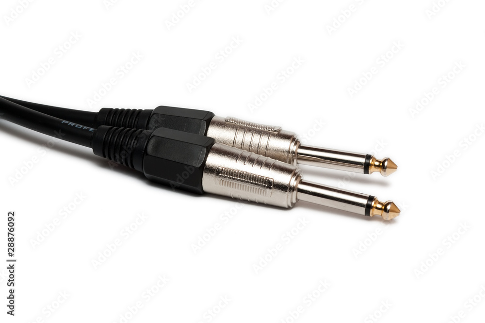black audio cable isolated on white black audio cable isolated on white