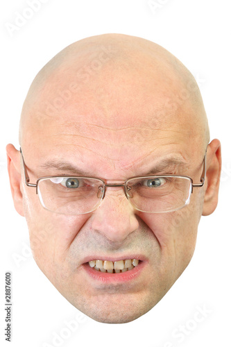 Man with glasses angry facial expression