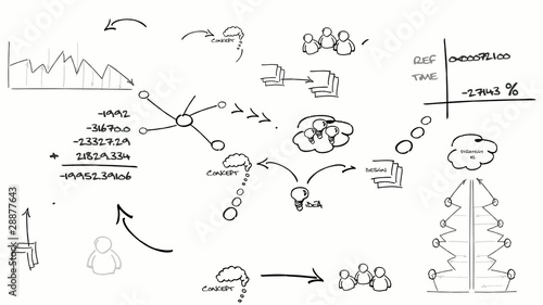 Black and white brainstorming sketch drawing animation