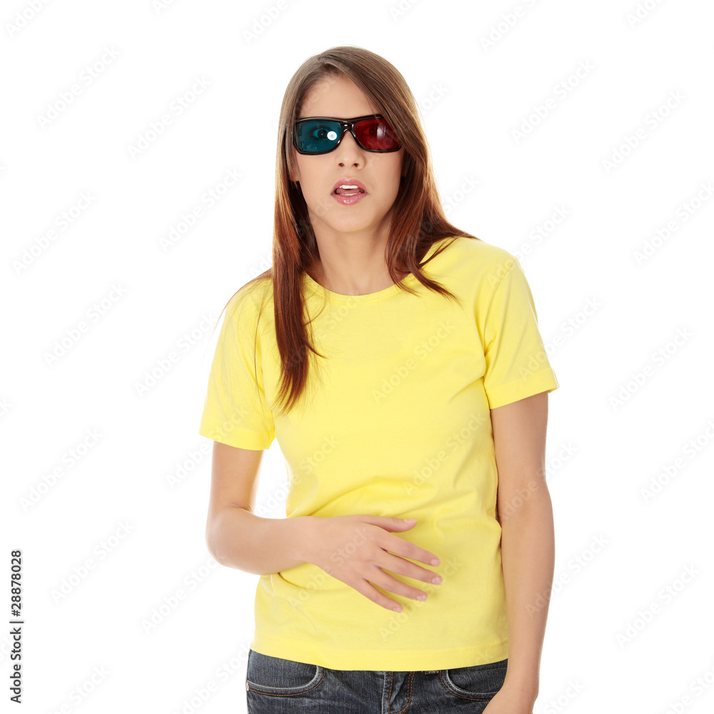 Woman in 3d cinema glasses Woman in 3d cinema glasses