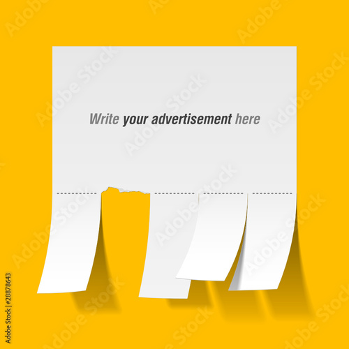 Blank advertisement with cut slips