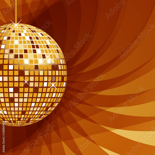 Disco ball gold on abstract background