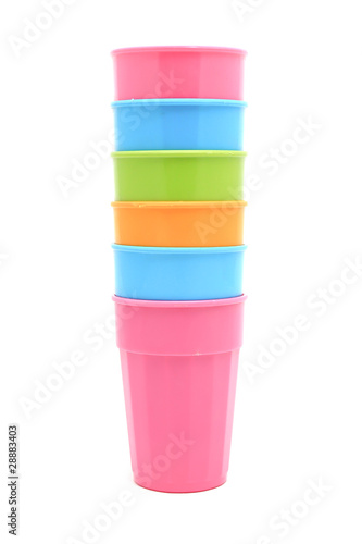 Wallpaper Mural Plastic cups of various color isolated on white Torontodigital.ca