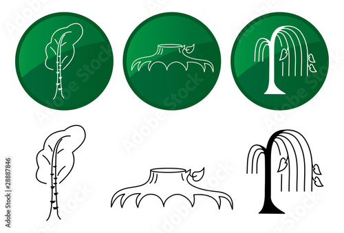 Trees. Vector icons set.