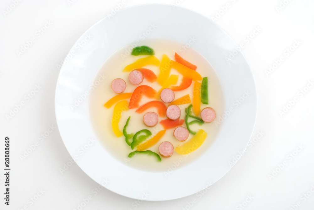 パプリカとソーセージのスープ