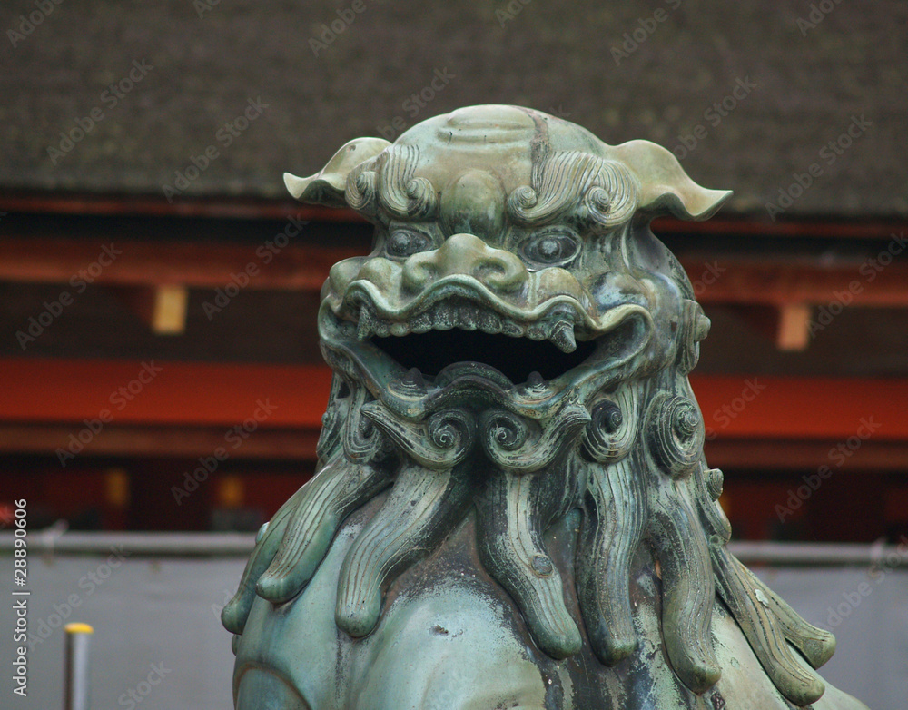 Traditional Japanese Statue of Lion