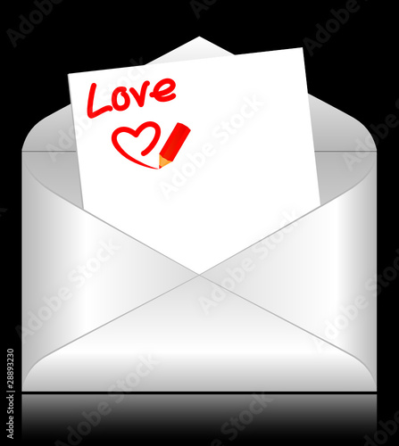 Celebratory envelopes with red hearts