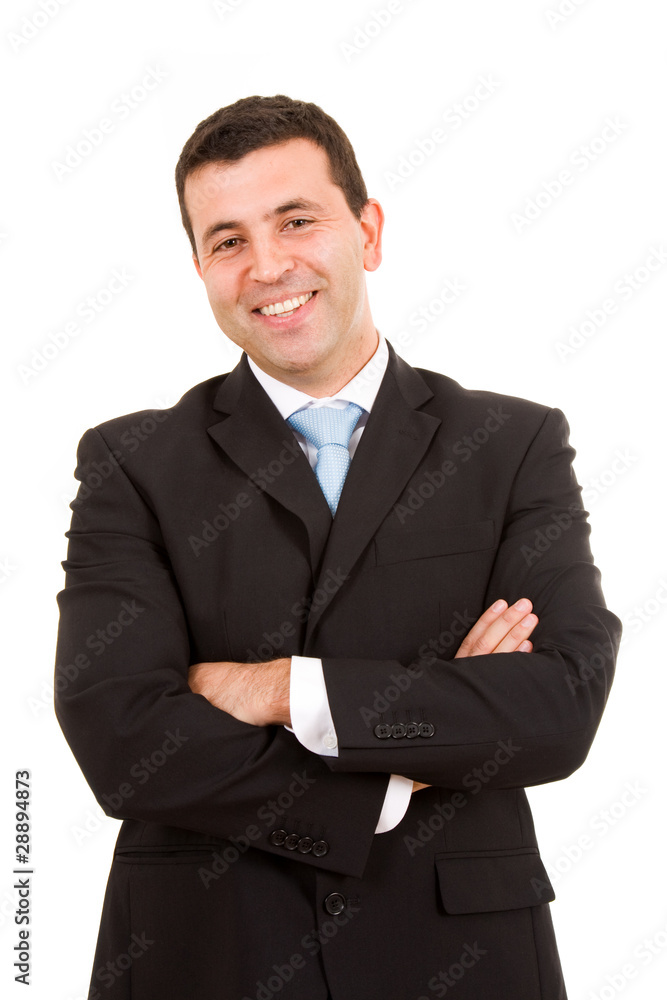 Laughing young business man portrait isolated on white Laughing young business man portrait isolated on white