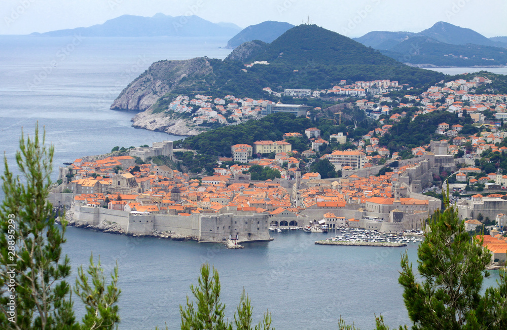 Bird-eye view of Dubrovnik old town, Croatia