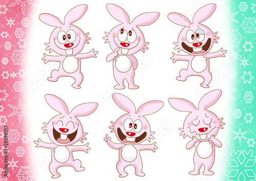 Cute rabbit of different expressions
