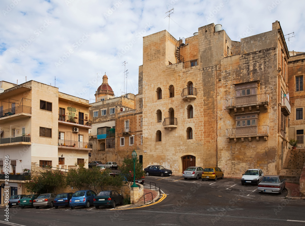 streets  and houses of Vittoriosa. Malta