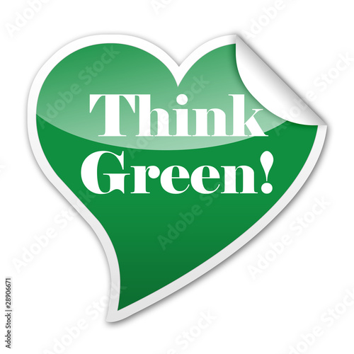 Pegatina corazon Think Green! con reborde