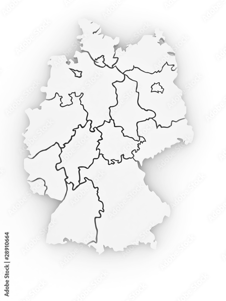 Three-dimensional map of Germany. 3d