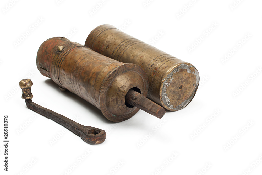 Obraz premium old coffee grinder on white background
