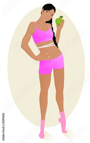 Sport Girl Holding Apple