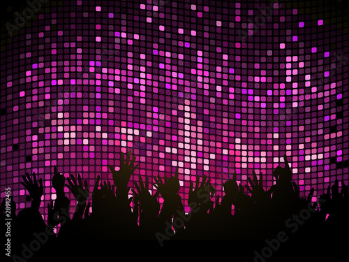 party people on purple mosaic background