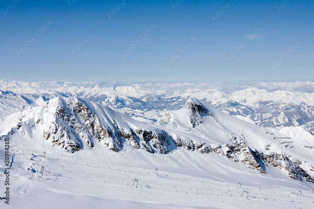 Ski lift in alps mountains