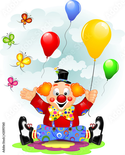 Pagliaccio palloncini e farfalle