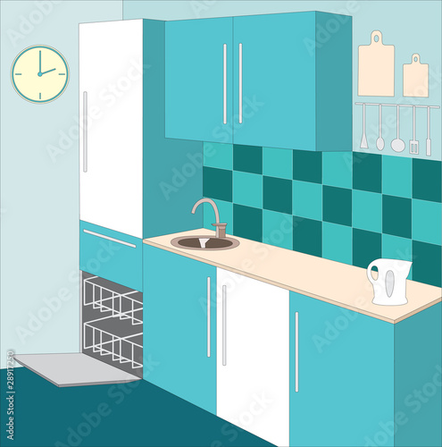 Kitchen furniture. Interior.