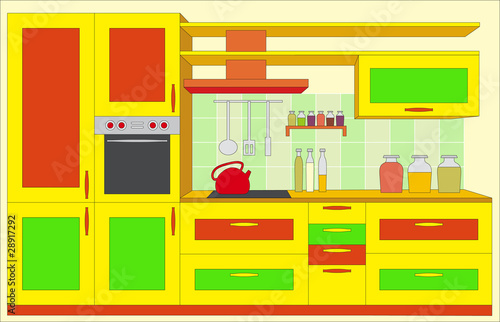 Kitchen furniture. Interior.