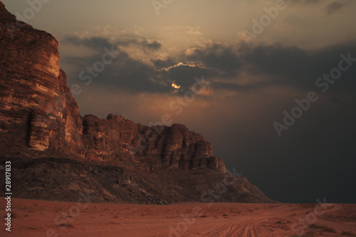 Mountains in the evening. Wadi Rum, Jordan