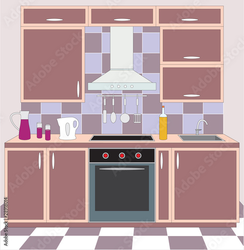 Kitchen furniture. Interior.