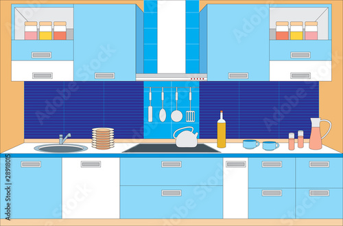 Kitchen furniture. Interior.