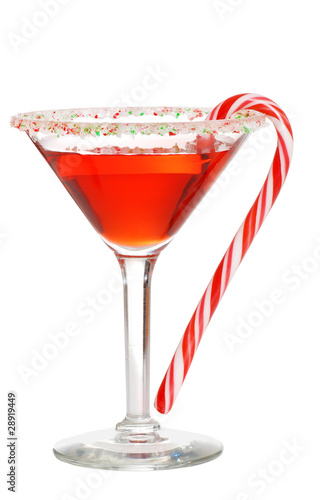 Holiday martini with a candy cane