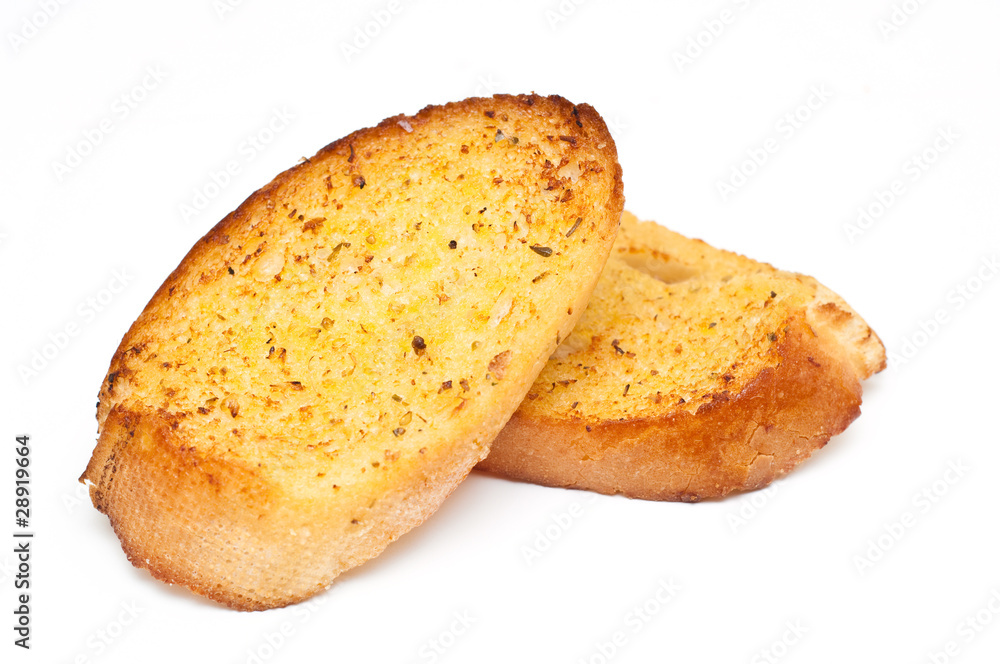 garlic bread against white background