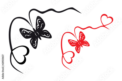 Abstract butterfly and hearts