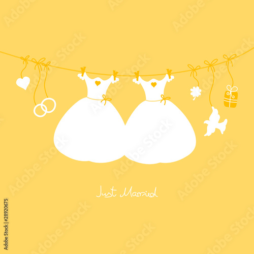 Hanging Wedding Brides Just Married Gold