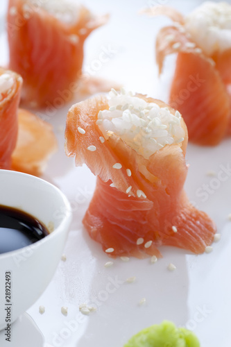 Close Up Salmon Sushi