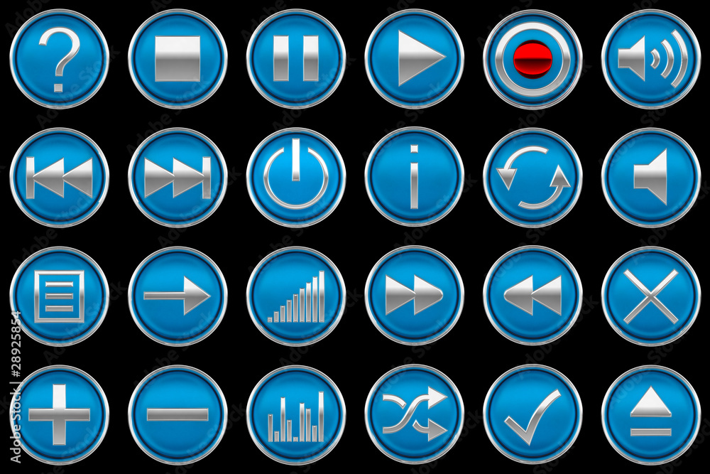 Pressed blue Control panel buttons Pressed blue Control panel buttons