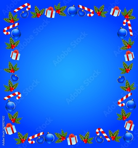christmas background with bolls and gifts