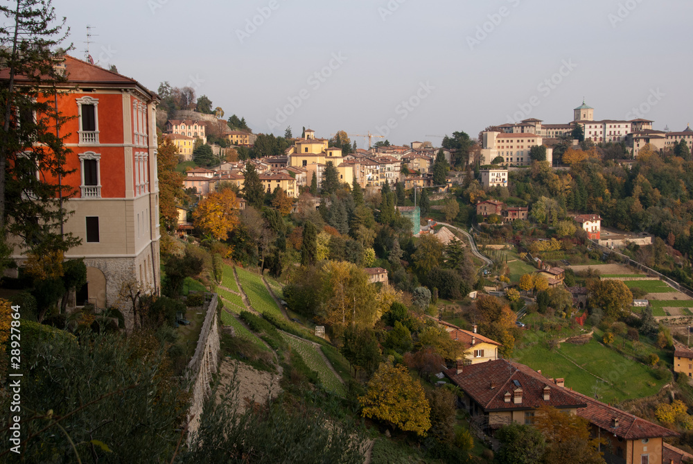 vista di Bergamo Alta dal Parco dei Colli