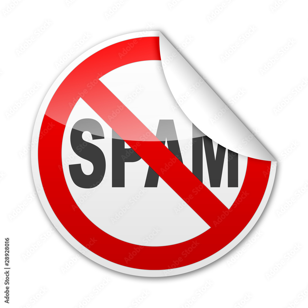 Pegatina señal NO SPAM con reborde Pegatina señal NO SPAM con reborde
