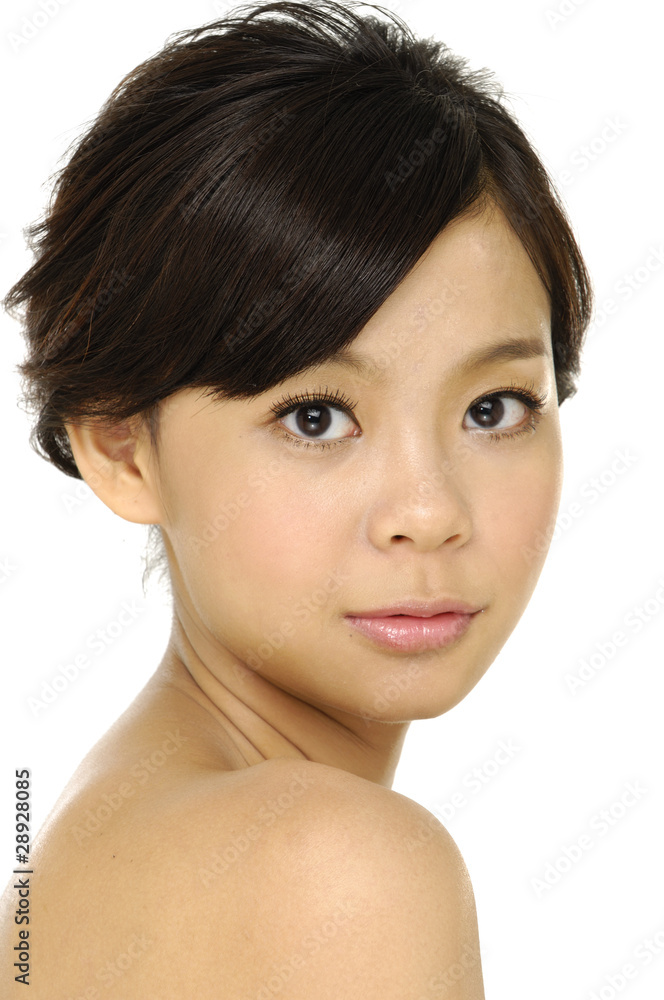 Portrait of young adult woman with health skin of face Portrait of young adult woman with health skin of face