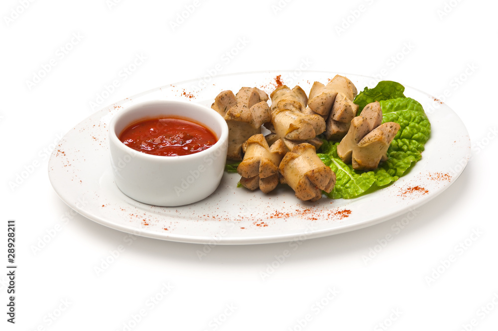 Bavarian sausages with ketchup Bavarian sausages with ketchup