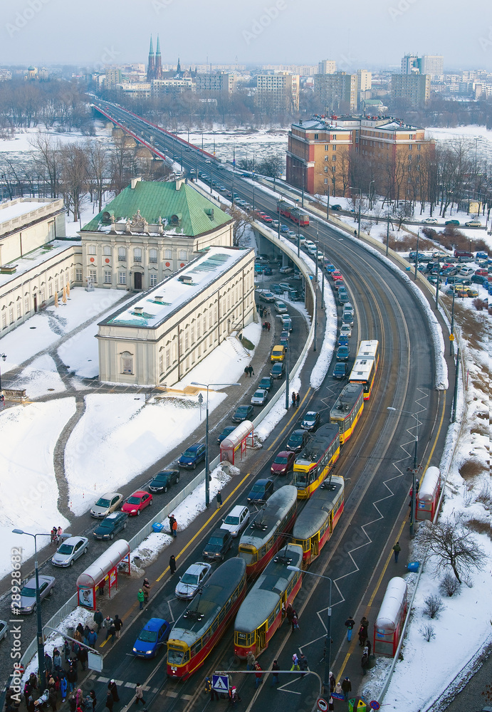 Obraz premium Trasa W-Z i most Śląnsko-Dąbrowski w Warszawie