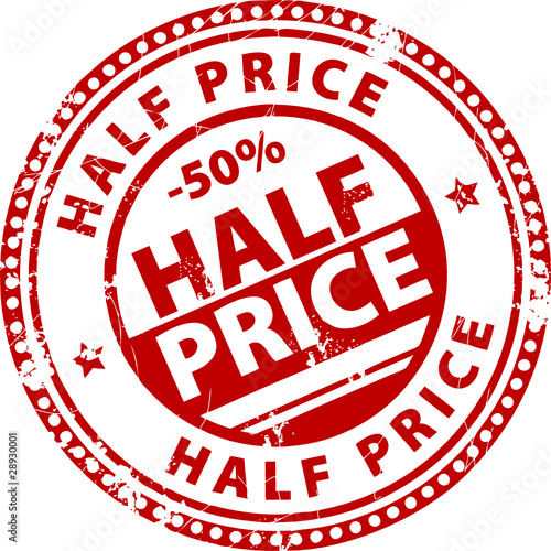 Stamp with the words Half Price written inside