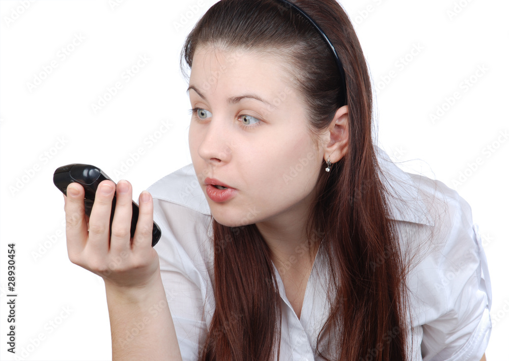 The woman with a cellular telephone The woman with a cellular telephone