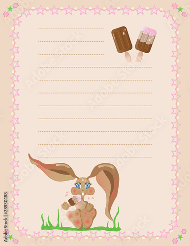 bunny eating a popsicle notepad