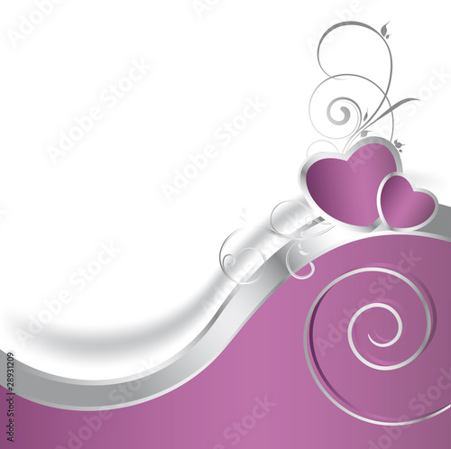 Lila Herzen mit Spirale für Grusskarte